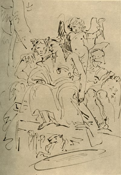 Två kvinnor, Eros och en soldat, mitten av 1700-talet, 1928 av Giovanni Battista Tiepolo