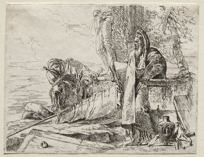 Olika Caprices: Filosofen som håller en bok. av Giovanni Battista Tiepolo