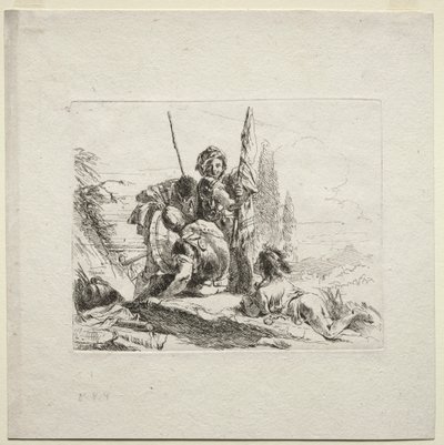 Olika Caprices: The Three Soldiers and the Boy, 1785. av Giovanni Battista Tiepolo