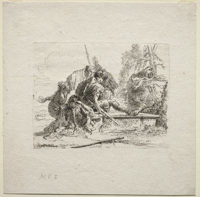 Olika Caprices: De två soldaterna och de två kvinnorna av Giovanni Battista Tiepolo