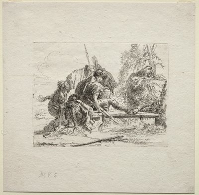 Olika Caprices: De två soldaterna och de två kvinnorna, 1785. av Giovanni Battista Tiepolo