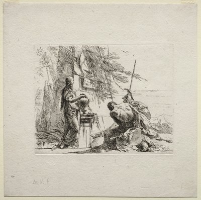 Olika Caprices: Kvinnan som står med händerna på en vas, 1785. av Giovanni Battista Tiepolo