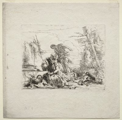 Olika Caprices: Kvinnan i handbojor, 1785. av Giovanni Battista Tiepolo