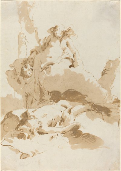 Venus och Amor upptäcker Adonis kropp av Giovanni Battista Tiepolo