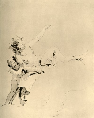 Kvinna som vilar på moln och stöds av en Amor, mitten av 1700-talet, 1928 av Giovanni Battista Tiepolo