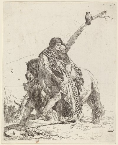 Ungdom, visman och skötare med häst av Giovanni Battista Tiepolo