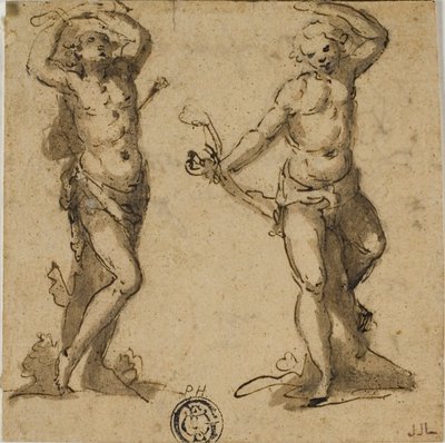 Två skisser av Saint Sebastian av Giovanni Battista Trotti