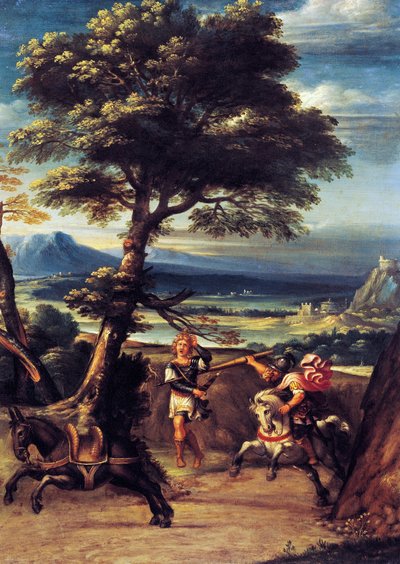 Landskap med Absalom sårad av Joabs spjut av Giovanni Battista Viola (1576-1622), olja på koppar, 45x34 cm av Giovanni Battista Viola