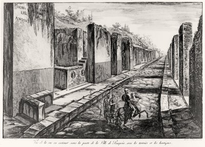 Utsikt över gatan till porten till staden Pompeji, från Antiquites de Pompeia av G.B. Piranesi, graverad av Francesco Piranesi (1758-1810) 1804 av Giovanni Battista Piranesi