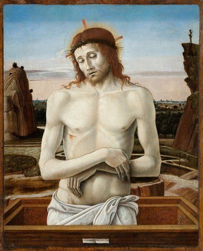 Sorgernas Kristus, eller Kristus representerad som en sorgernas man - Sorgernas man - Bellini, Giovanni (1430-1516) - 1460-1469 - Olja på trä - 50x40 - Museo Poldi Pezzoli, Milano av Giovanni Bellini