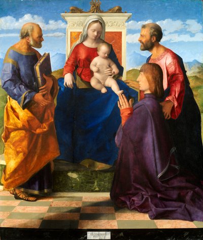Madonna och barn tronade med SS. Peter och Paul och en donator, 1505 av Giovanni Bellini