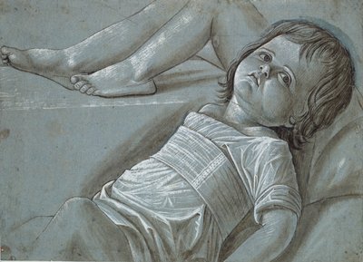 Studie för en liggande figur av spädbarnet Kristus, sent 1400-tal. av Giovanni Bellini