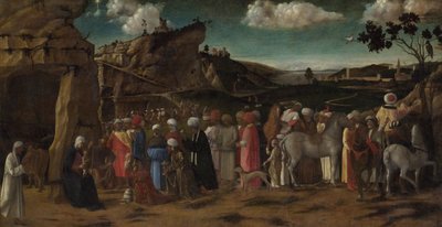 Tillbedjan av kungarna, ca. 1480 av Giovanni Bellini