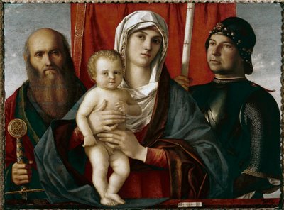 Jungfru med barn mellan St Paul och St George Målning av Giovanni Bellini dit il Giambellino av Giovanni Bellini