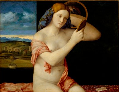 Ung kvinna i spegeln av Giovanni Bellini