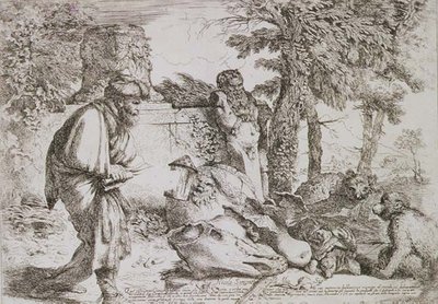 Diogenes söker efter en ärlig man (etsning) av Giovanni Benedetto Castiglione