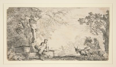 En Satyr vilar under en Herm av Giovanni Benedetto Castiglione