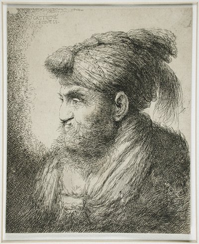 Skäggig man som bär en turban, 1647-51 av Giovanni Benedetto Castiglione