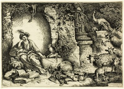 Circe med Ulysses följeslagare förvandlade till djur av Giovanni Benedetto Castiglione