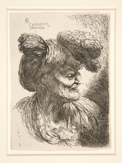Figur mot höger, från serien Small Studies of Heads av Giovanni Benedetto Castiglione