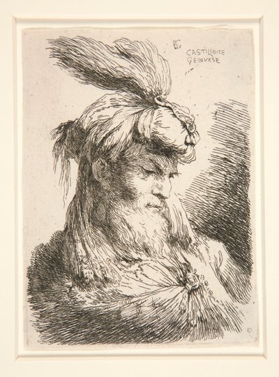 Figur mot höger, från serien Small Studies of Heads av Giovanni Benedetto Castiglione