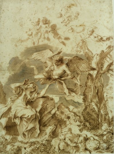 Hagar och Ismael i vildmarken av Giovanni Benedetto Castiglione