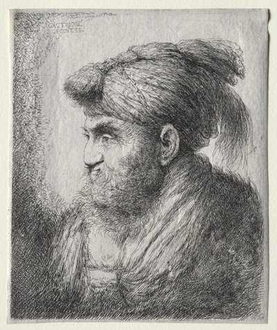 Chef för en man i orientalisk turban av Giovanni Benedetto Castiglione
