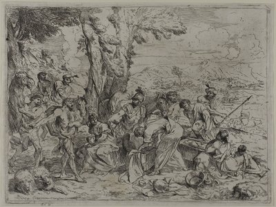Laban söker efter familjeavgudar bland Josefs ägodelar av Giovanni Benedetto Castiglione