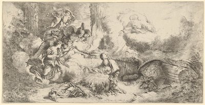 Födelse med Gud Fadern och änglarna, ca. 1647-50. av Giovanni Benedetto Castiglione