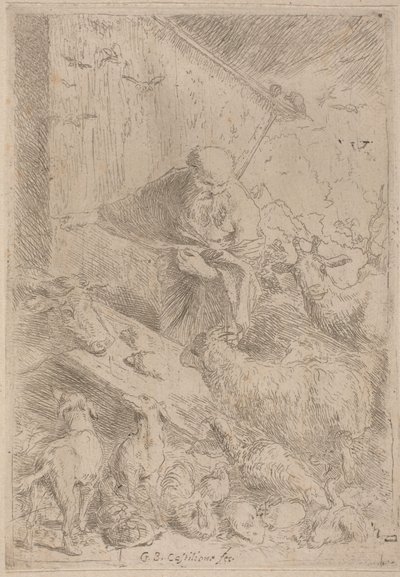 Noa och djuren som går in i arken av Giovanni Benedetto Castiglione