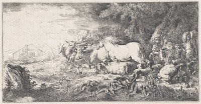 Noa och djuren som går in i arken, ca. 1650-55. av Giovanni Benedetto Castiglione