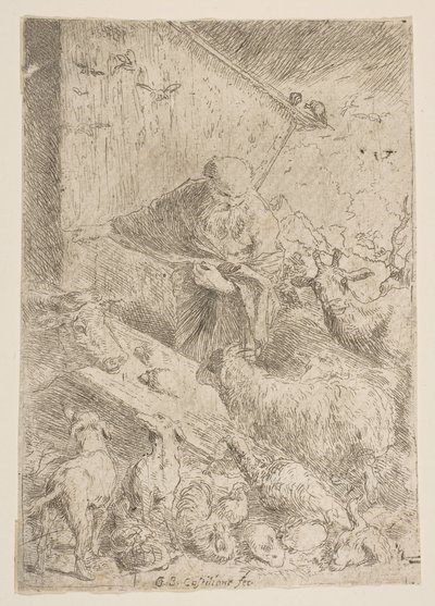 Noa släppte in djuren i arken, ca. 1630. av Giovanni Benedetto Castiglione