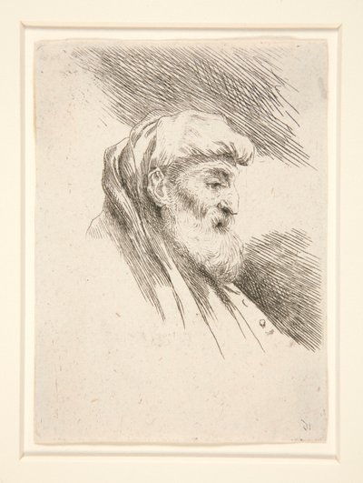 Old Man with Long Beard, i profil, vänd till höger, från serien Les petites tetes d av Giovanni Benedetto Castiglione