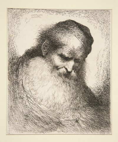 Gammal man med skägg framåt (från serie stora orientaliska huvuden) av Giovanni Benedetto Castiglione