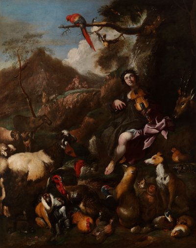 Orfeus sjunger för djuren av Giovanni Benedetto Castiglione