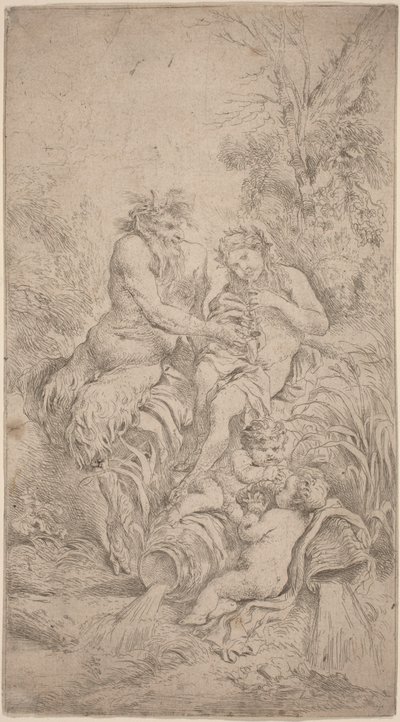 Pan och Olympus av Giovanni Benedetto Castiglione
