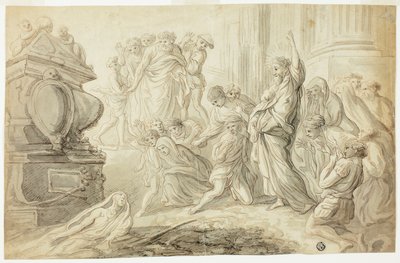 Resning av Lazarus (recto); Resenärer med kundvagn Outside Inn (verso) av Giovanni Benedetto Castiglione
