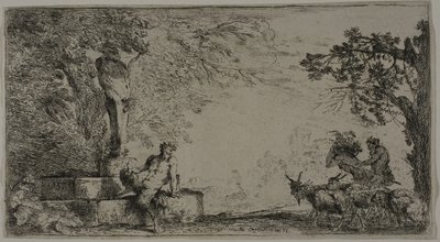 Satyr vilar under en Herm av Giovanni Benedetto Castiglione