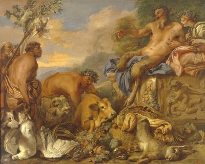 Satyrer som kommer med sina gåvor, tidigt 1640-tal. av Giovanni Benedetto Castiglione