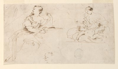 Sittande kvinna, mor och barn av Giovanni Benedetto Castiglione