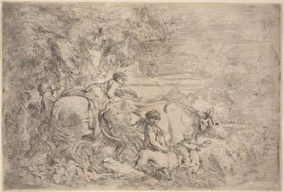 Herdar som följer sin flock av Giovanni Benedetto Castiglione