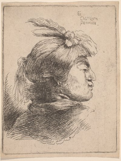 Litet orientaliskt huvud av Giovanni Benedetto Castiglione