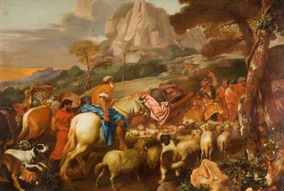 Ängeln som visar sig för herdarna, mitten av slutet av 1600-talet. av Giovanni Benedetto Castiglione