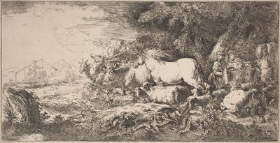 Djuren som går mot arken av Giovanni Benedetto Castiglione