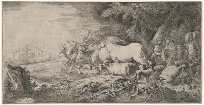 Djuren som går mot arken av Giovanni Benedetto Castiglione