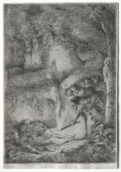 Upptäckten av de heliga Petrus och Paulus kroppar av Giovanni Benedetto Castiglione
