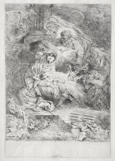 Födelse med Gud Fadern och den Helige Ande av Giovanni Benedetto Castiglione