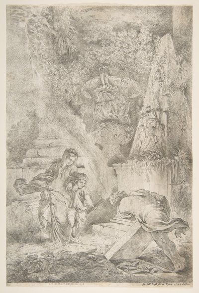 Theseus hittar sin fars vapen, 1645 publicerad 1648. av Giovanni Benedetto Castiglione