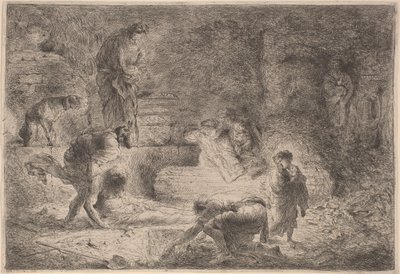 Tobit begraver de döda av Giovanni Benedetto Castiglione