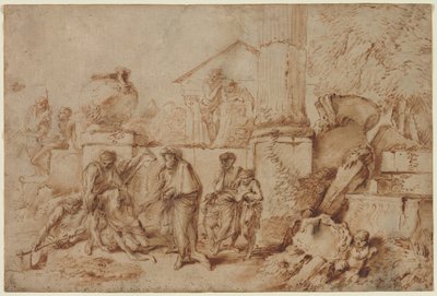 Tobit begraver de döda, 1640-talet. av Giovanni Benedetto Castiglione